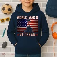 American Patriot WWII Veteran Military World War 2 Veteran Kids Hoodie thumb 2