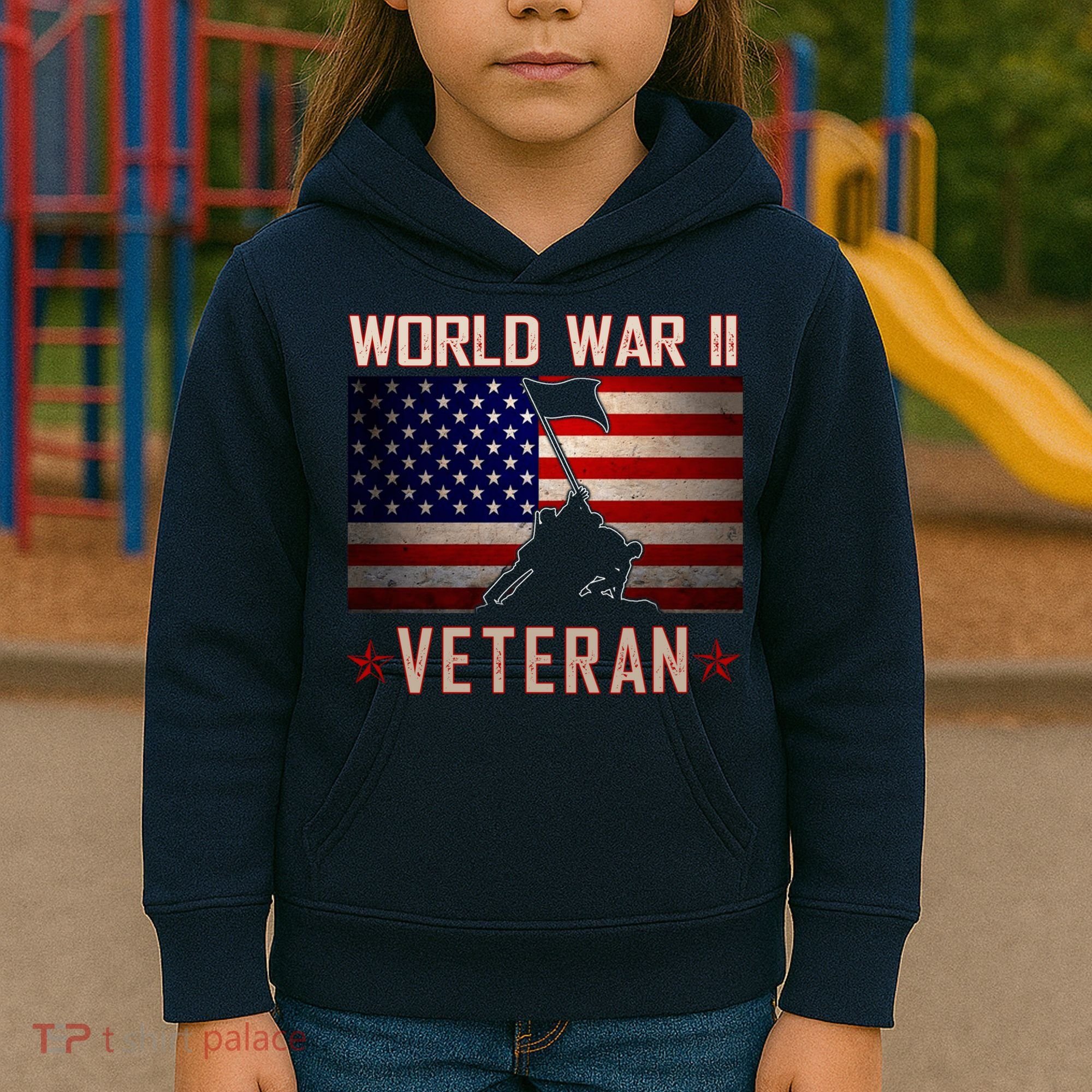 American Patriot WWII Veteran Military World War 2 Veteran Kids Hoodie