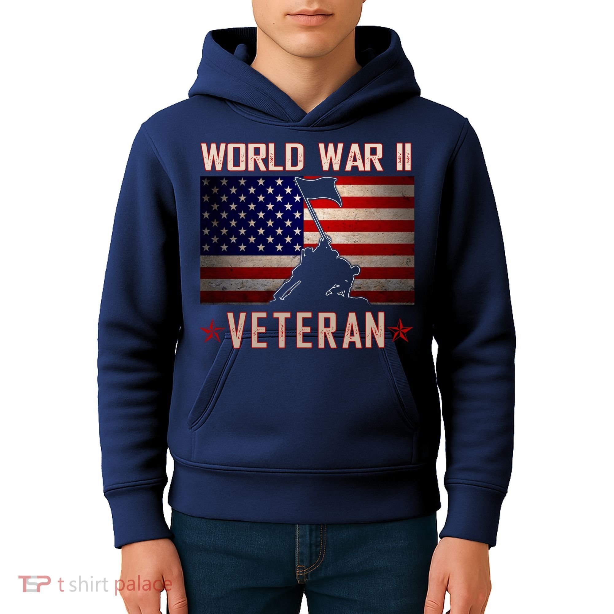 American Patriot WWII Veteran Military World War 2 Veteran Kids Hoodie