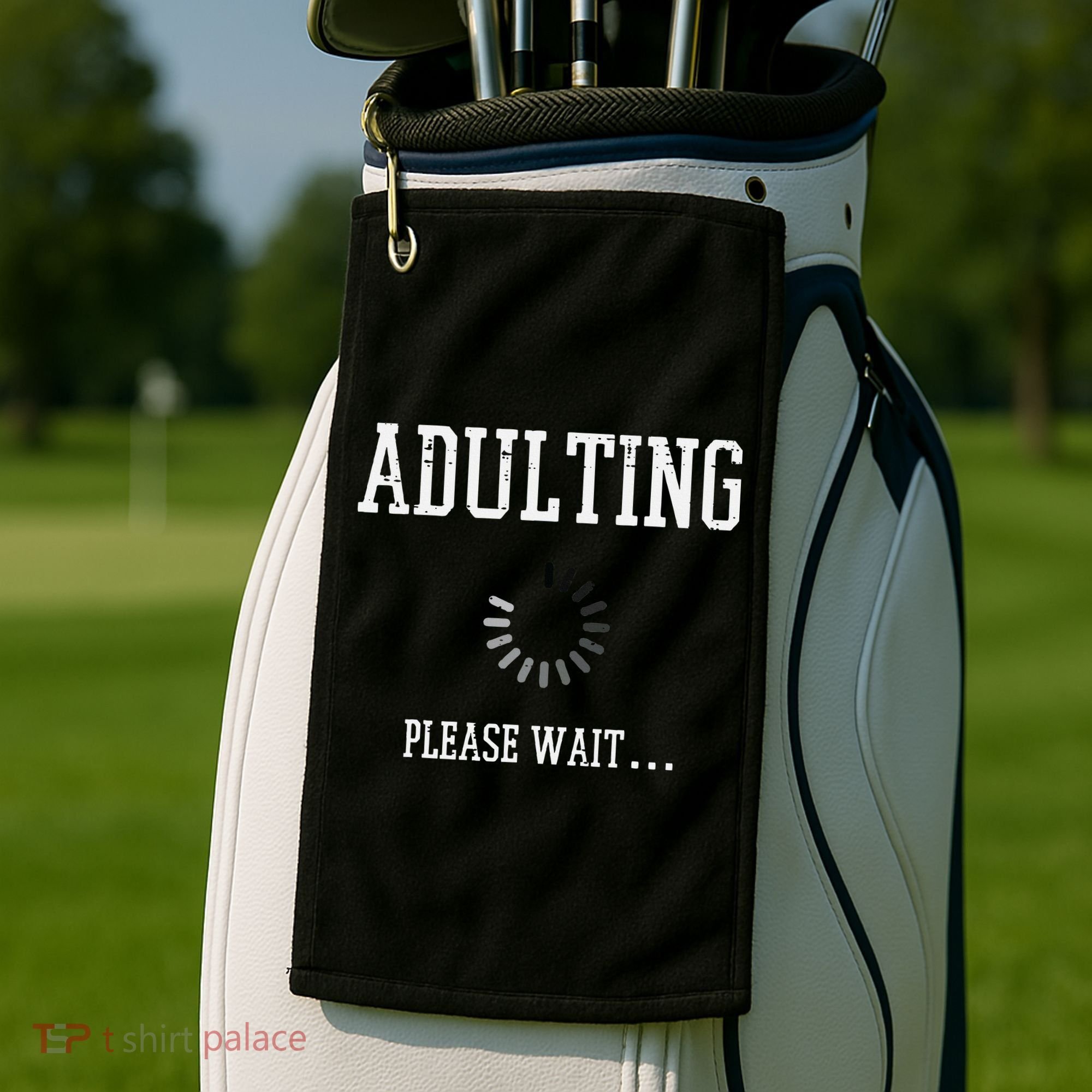 Adulting Please Wait Funny Saying 18th Birthday Golf Towel