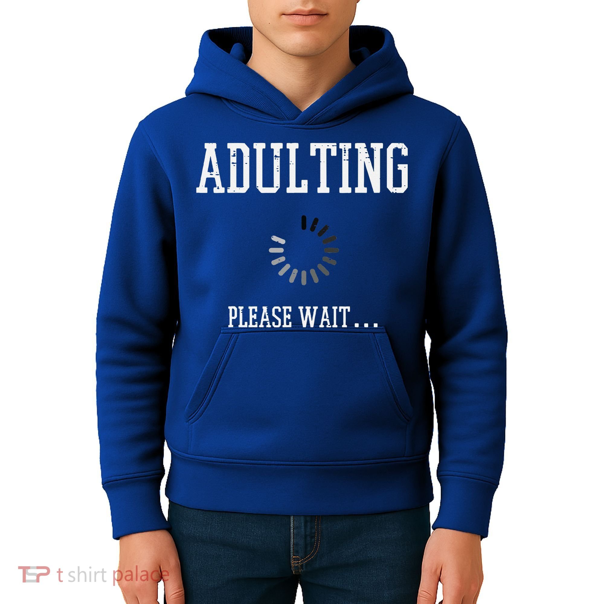 Adulting Please Wait Funny Saying 18th Birthday Kids Hoodie