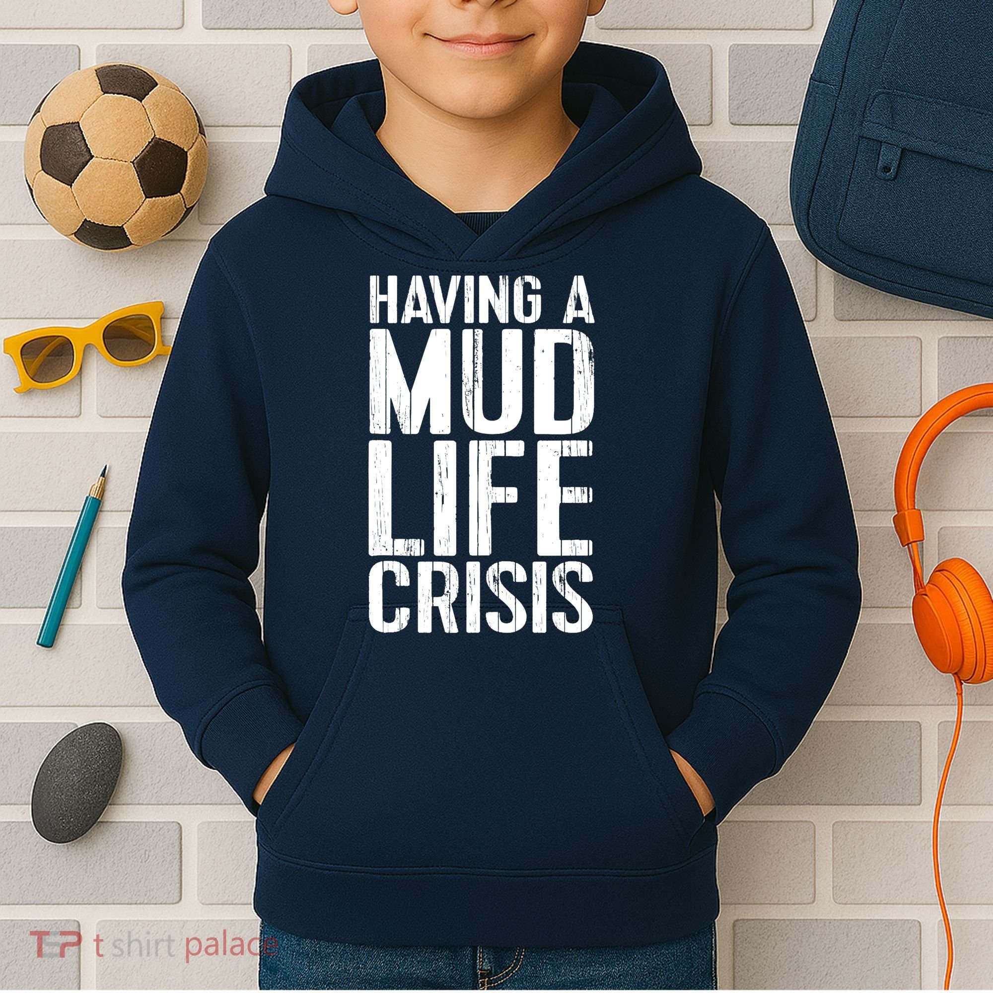 ATV Quad 4 Wheeler Mudding Mud Run Mud Crisis Kids Hoodie