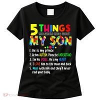 Autism quote 5 Things You Should Know About My Son Women's T-Shirt thumb 0