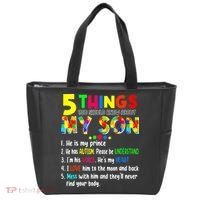 Autism quote 5 Things You Should Know About My Son Tote Bag thumb 0