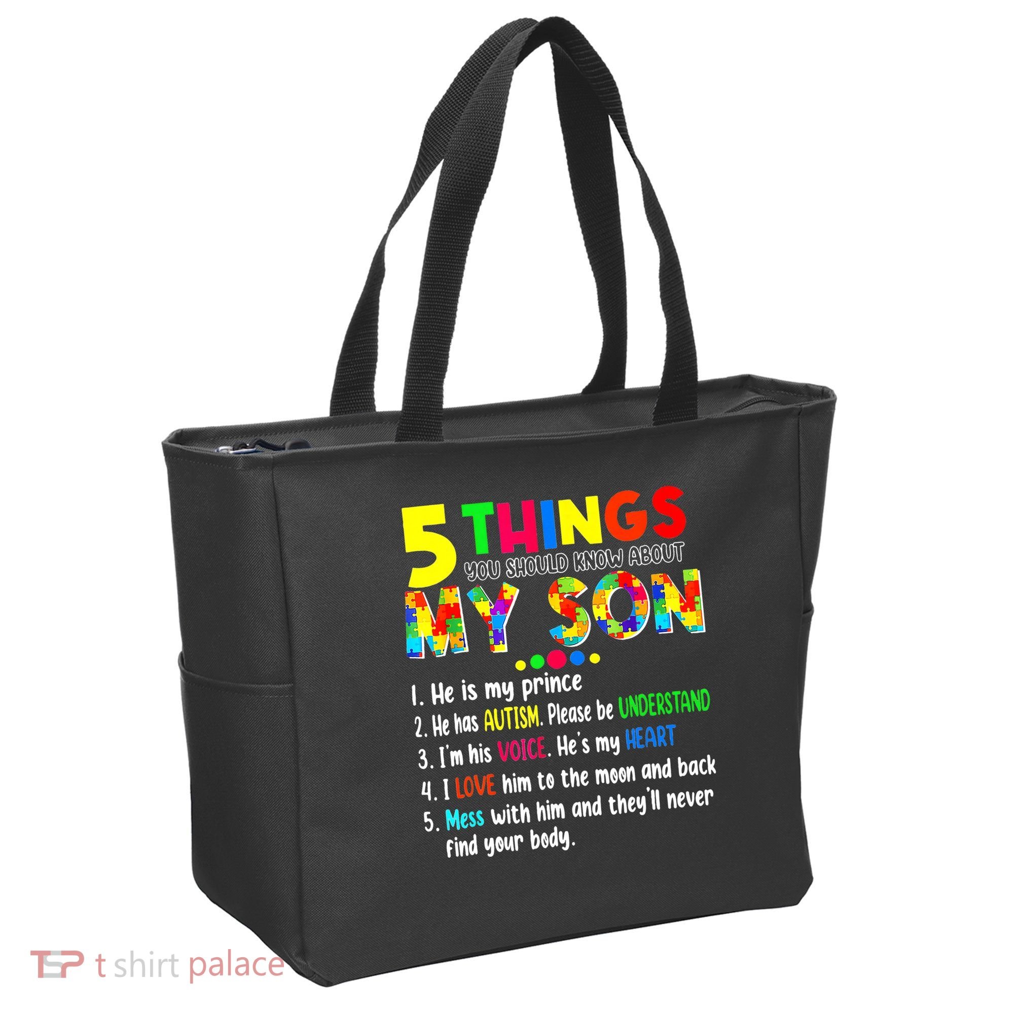 Autism quote 5 Things You Should Know About My Son Tote Bag