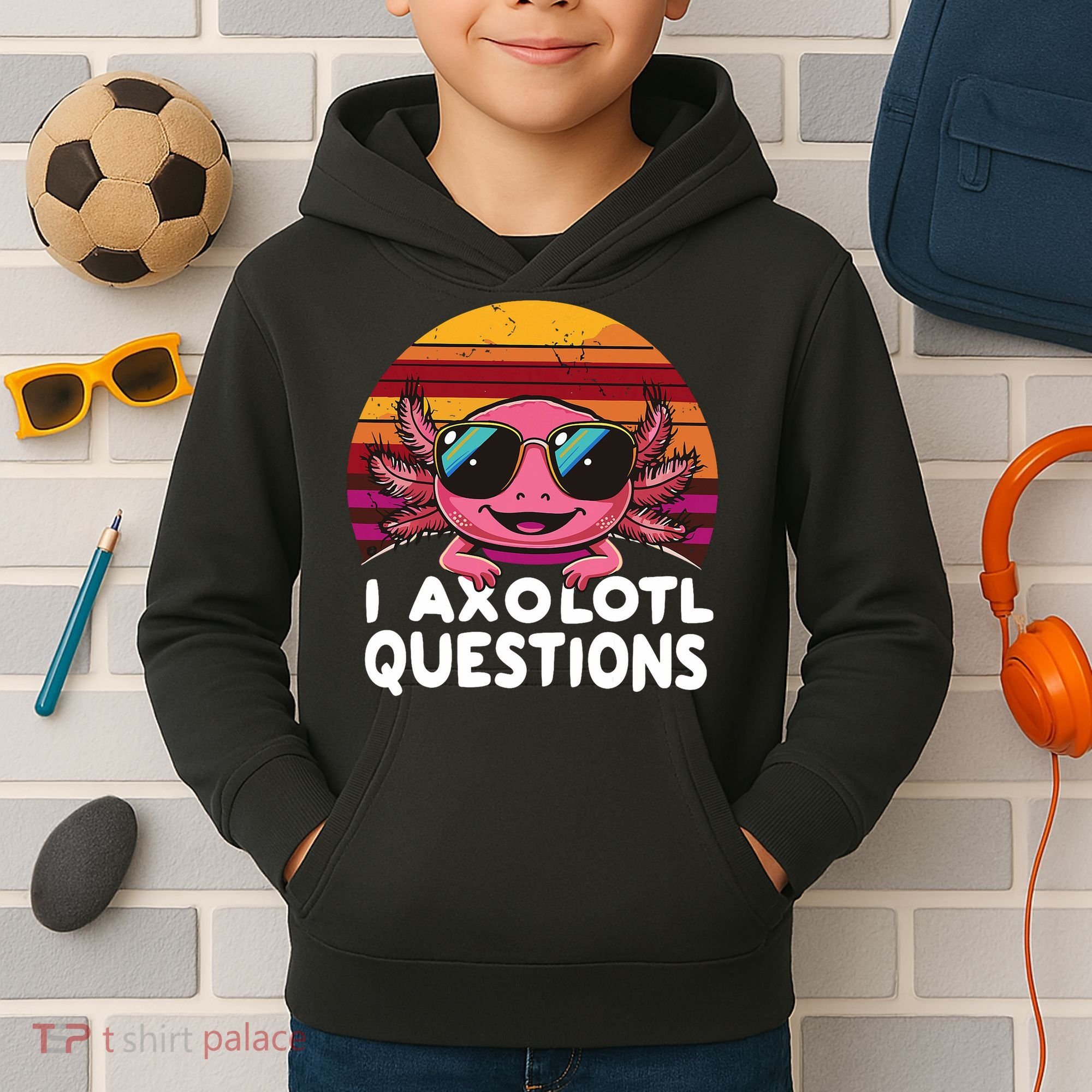 Axolotl Questions Anime Kawaii Axolotl Kids Hoodie