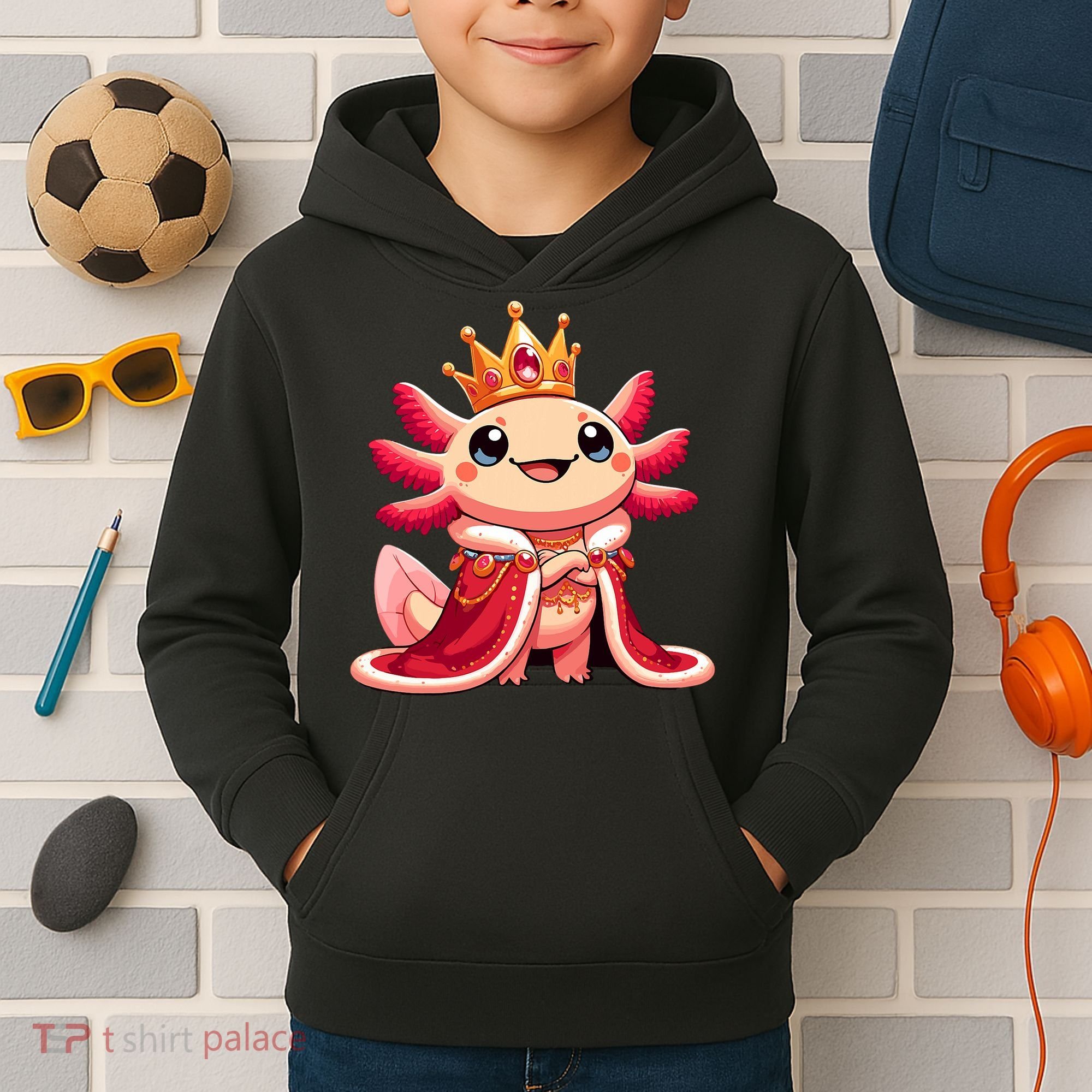 Axolotl Queen Anime Cute Kawaii Axolotl Kids Hoodie