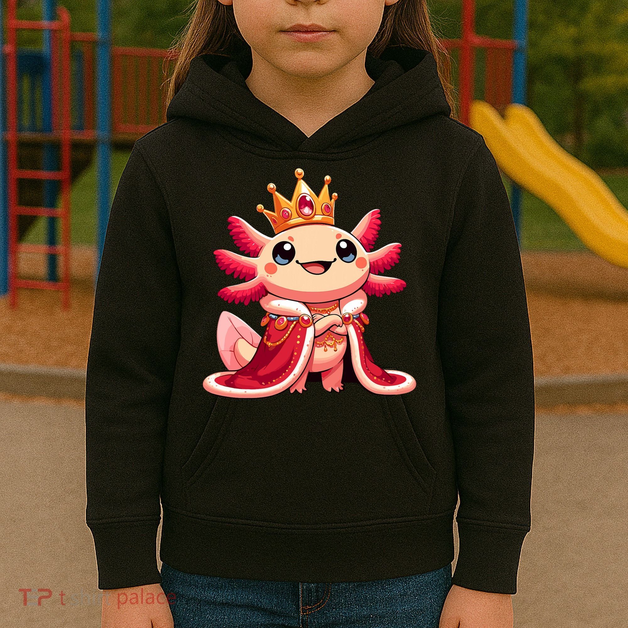 Axolotl Queen Anime Cute Kawaii Axolotl Kids Hoodie