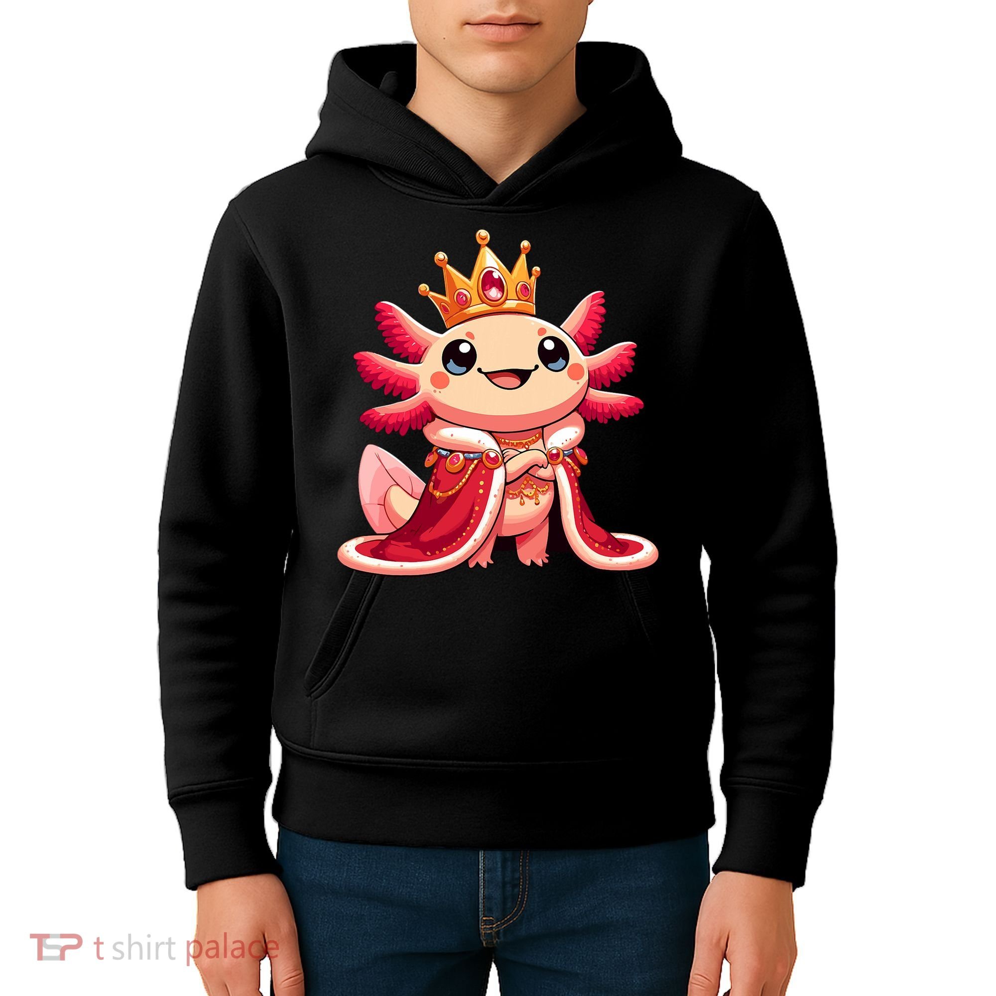 Axolotl Queen Anime Cute Kawaii Axolotl Kids Hoodie