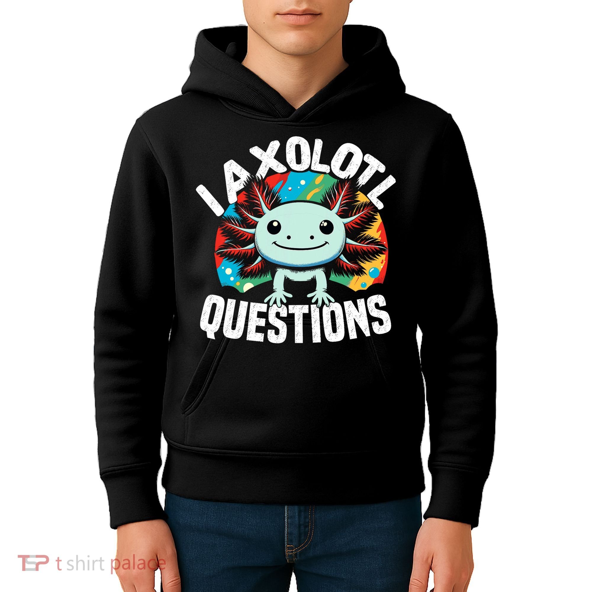 Axolotl Questions Anime Cute Kawaii Axolotl Kids Hoodie