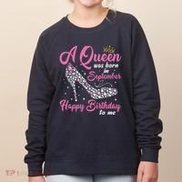 A Queens Are Born In September Birthday Girl Gift Women's Sweatshirt thumb 0