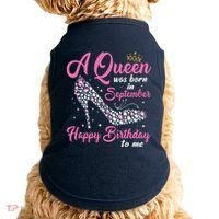 A Queens Are Born In September Birthday Girl Gift Doggie Tank thumb 0