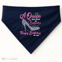 A Queens Are Born In September Birthday Girl Gift USA-Made Doggie Bandana thumb 0