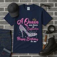 A Queens Are Born In September Birthday Girl Gift Tall T-Shirt thumb 3