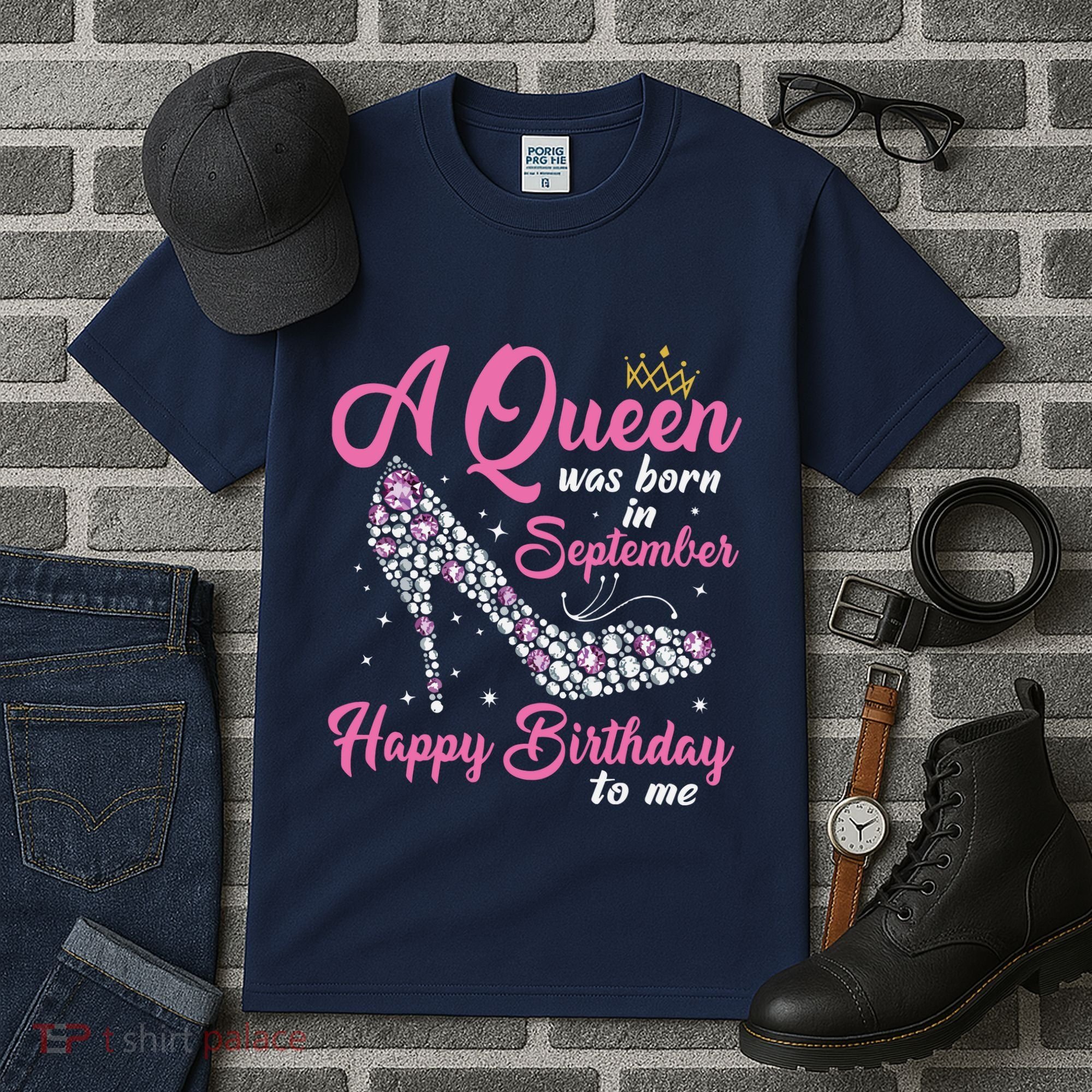 A Queens Are Born In September Birthday Girl Gift Tall T-Shirt