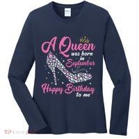 A Queens Are Born In September Birthday Girl Gift Women's Long Sleeve Shirt thumb 0