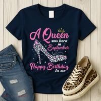 A Queens Are Born In September Birthday Girl Gift Women's T-Shirt thumb 3