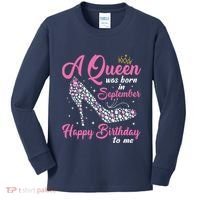 A Queens Are Born In September Birthday Girl Gift Kids Long Sleeve Shirt thumb 0