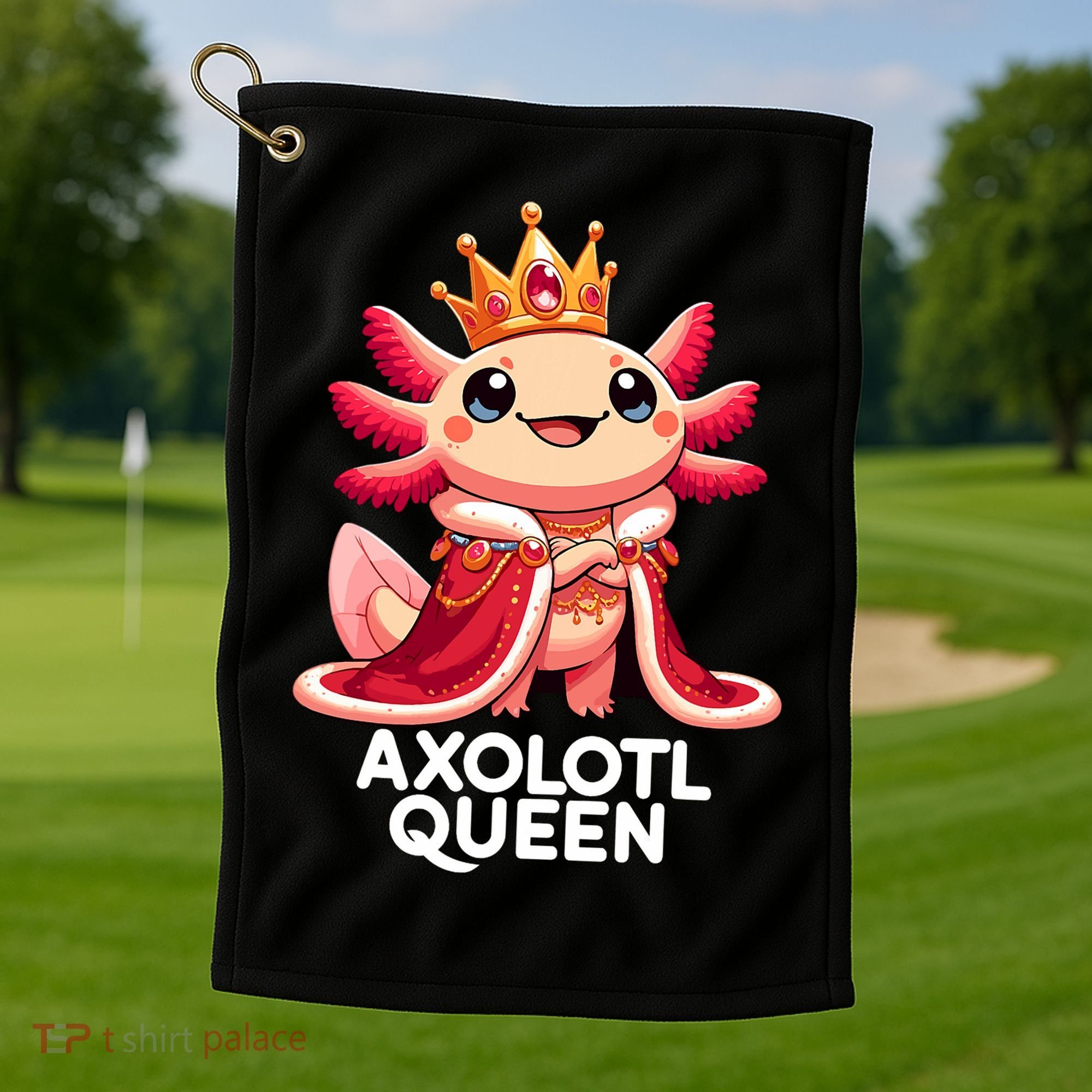 Axolotl Queen Cute Kawaii Axolotl Golf Towel
