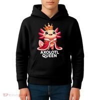 Axolotl Queen Cute Kawaii Axolotl Kids Hoodie thumb 4