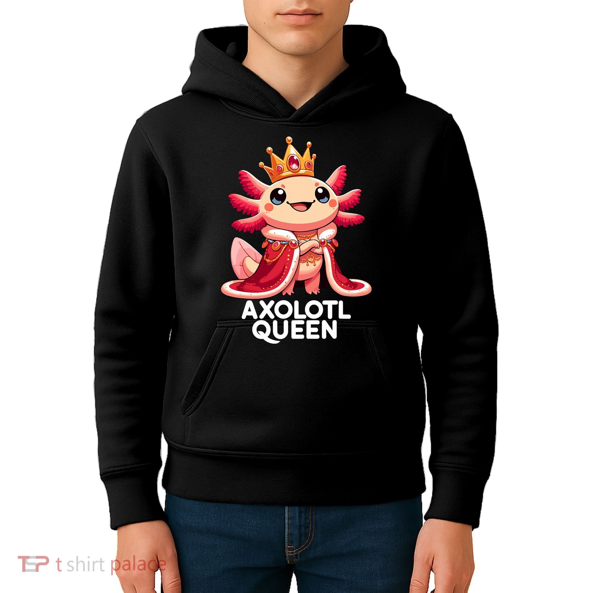 Axolotl Queen Cute Kawaii Axolotl Kids Hoodie