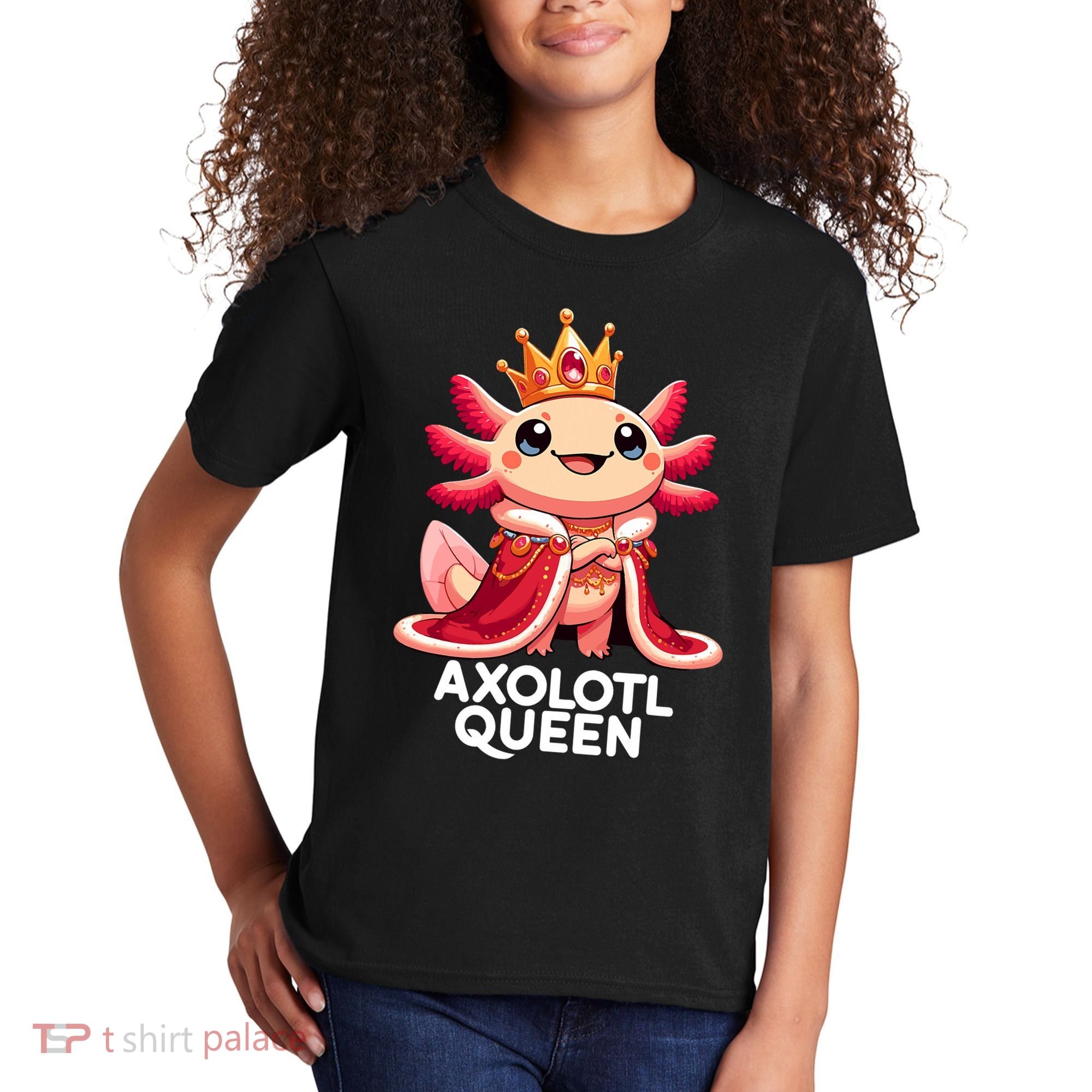 Axolotl Queen Cute Kawaii Axolotl Kids T-Shirt