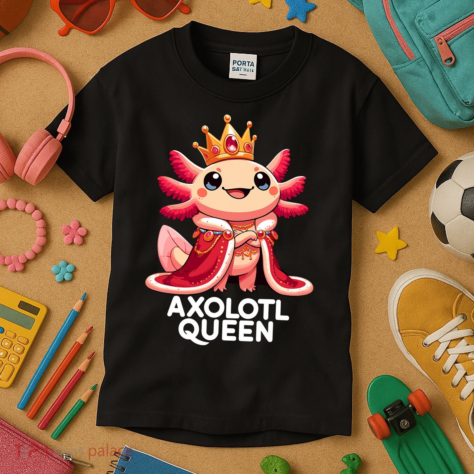 Axolotl Queen Cute Kawaii Axolotl Kids T-Shirt