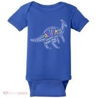 Autism Quotes Dinosaur Baby Bodysuit thumb 0