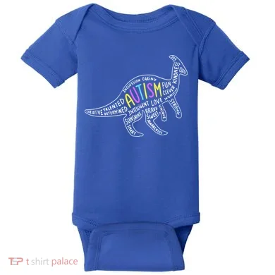 Autism Quotes Dinosaur Baby Bodysuit