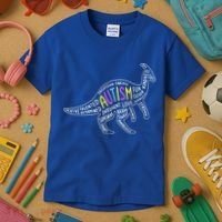 Autism Quotes Dinosaur Kids T-Shirt thumb 3