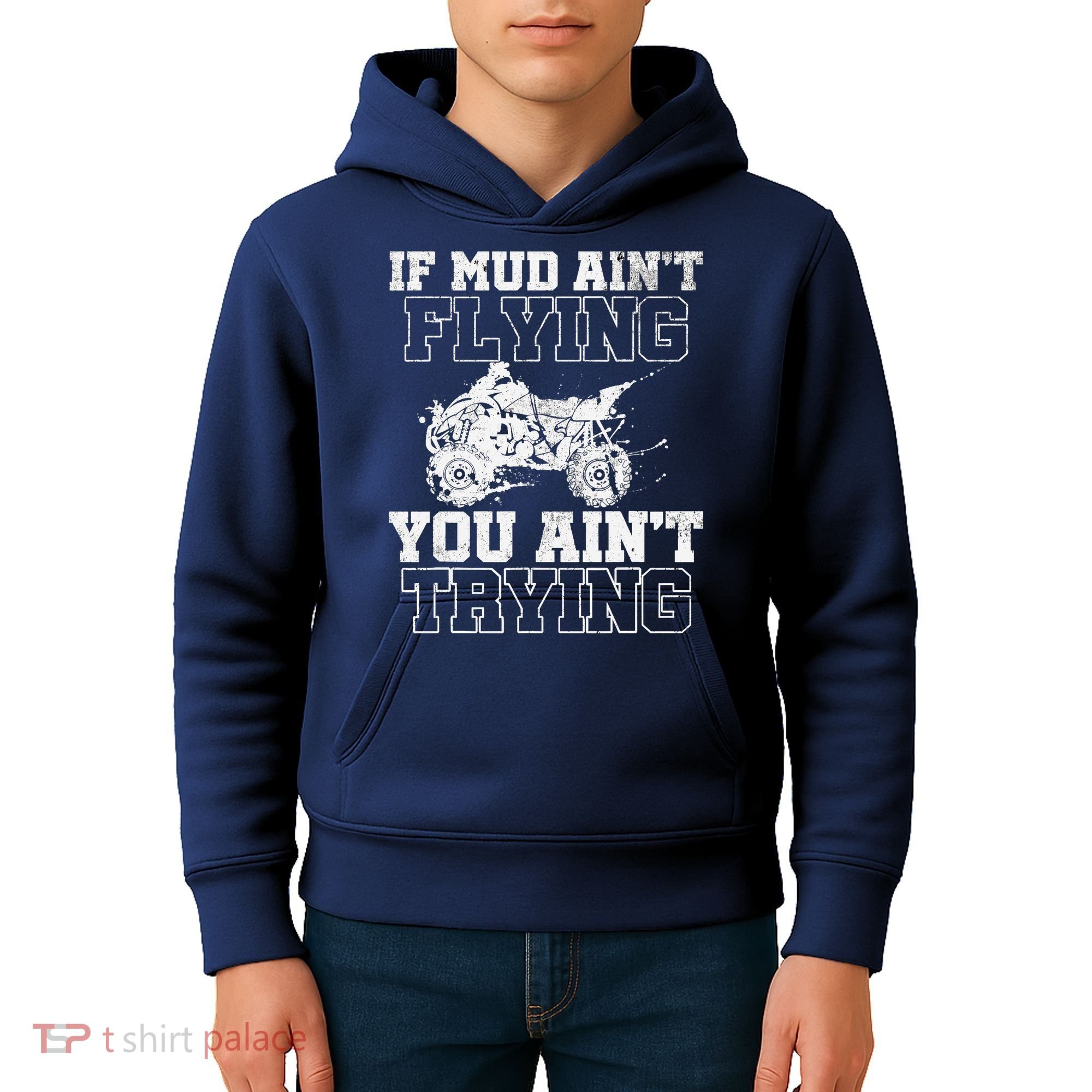 ATV Quad Four Wheeler Gear Mudding Gift Mud Aint Flying Kids Hoodie