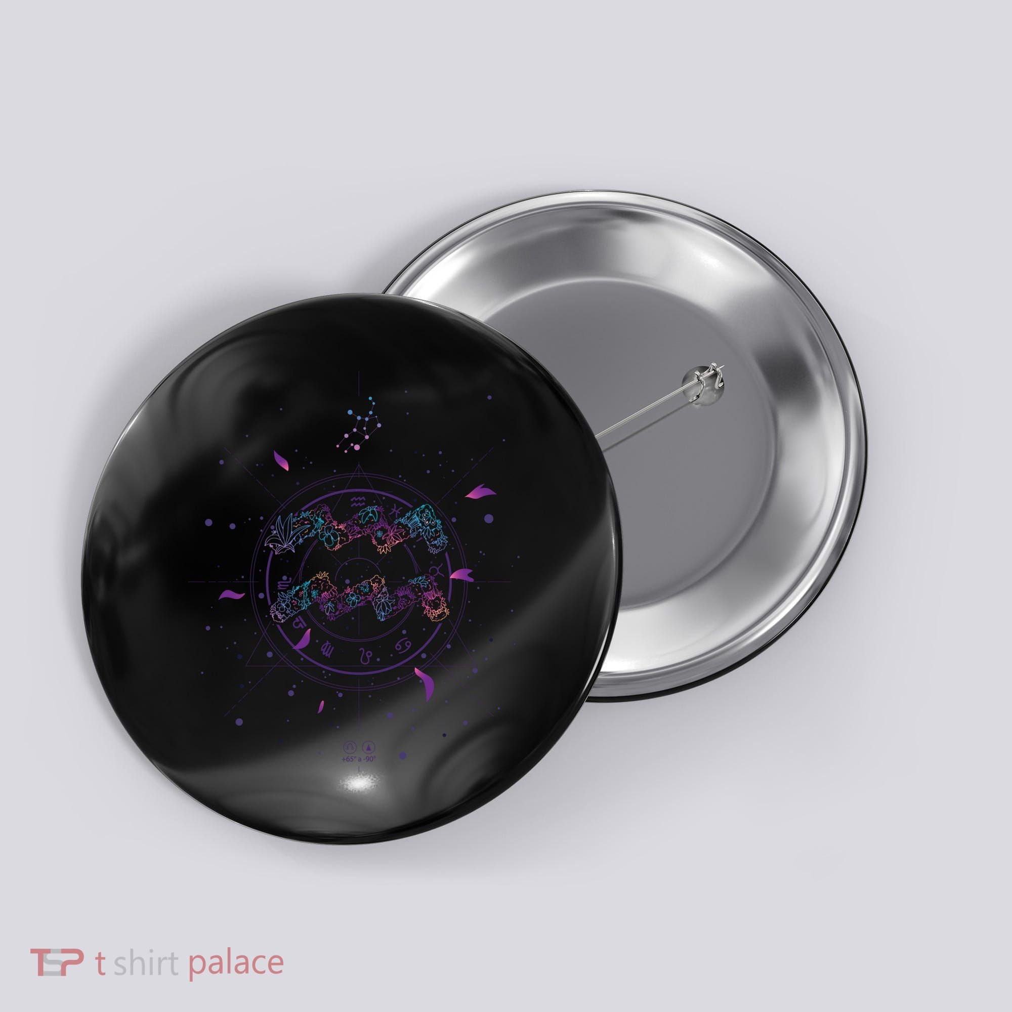 Aquarius Floral Zodiac Button