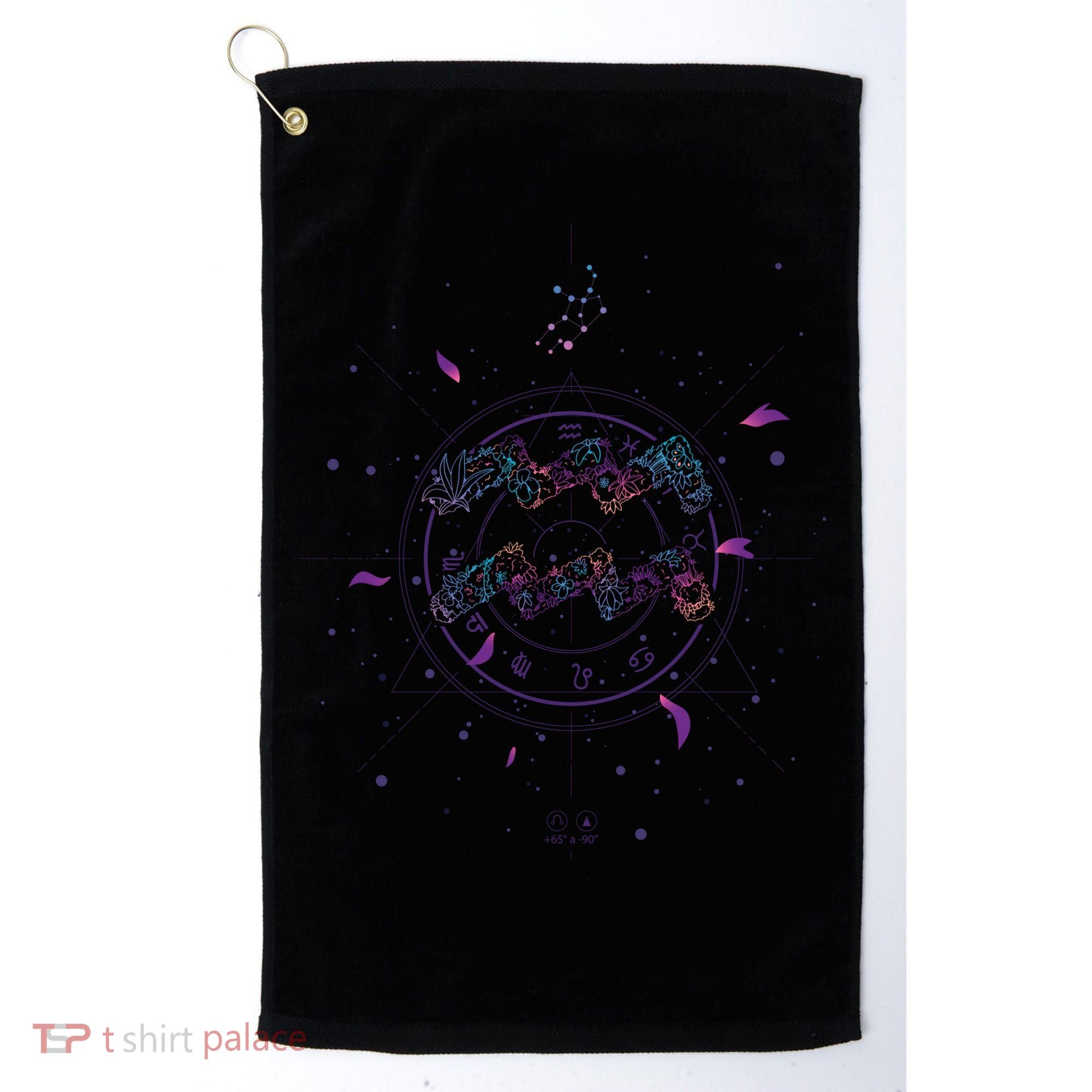 Aquarius Floral Zodiac Golf Towel