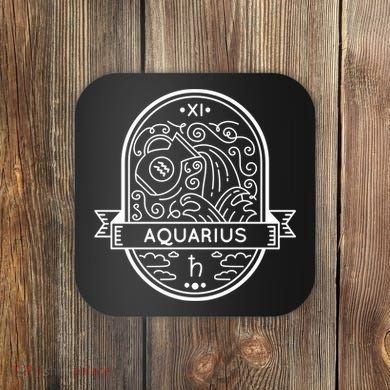 Aquarius Zodiac Symbol Design Coaster