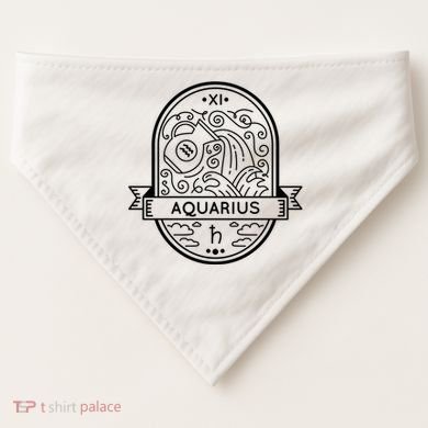 Aquarius Zodiac Symbol Design USA-Made Doggie Bandana