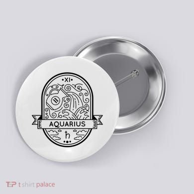 Aquarius Zodiac Symbol Design Button