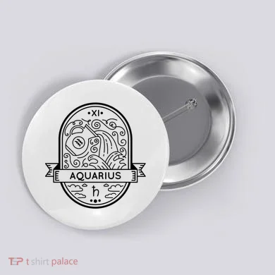 Aquarius Zodiac Symbol Design Button