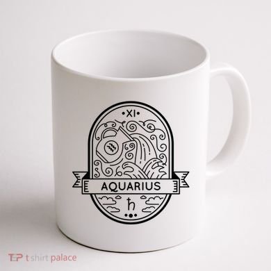 Aquarius Zodiac Symbol Design Coffee Mug back
