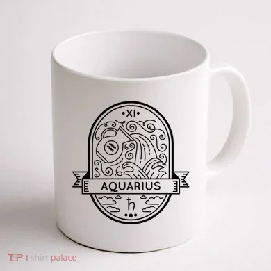 Aquarius Zodiac Symbol Design Coffee Mug back