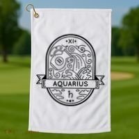 Aquarius Zodiac Symbol Design Golf Towel thumb 1