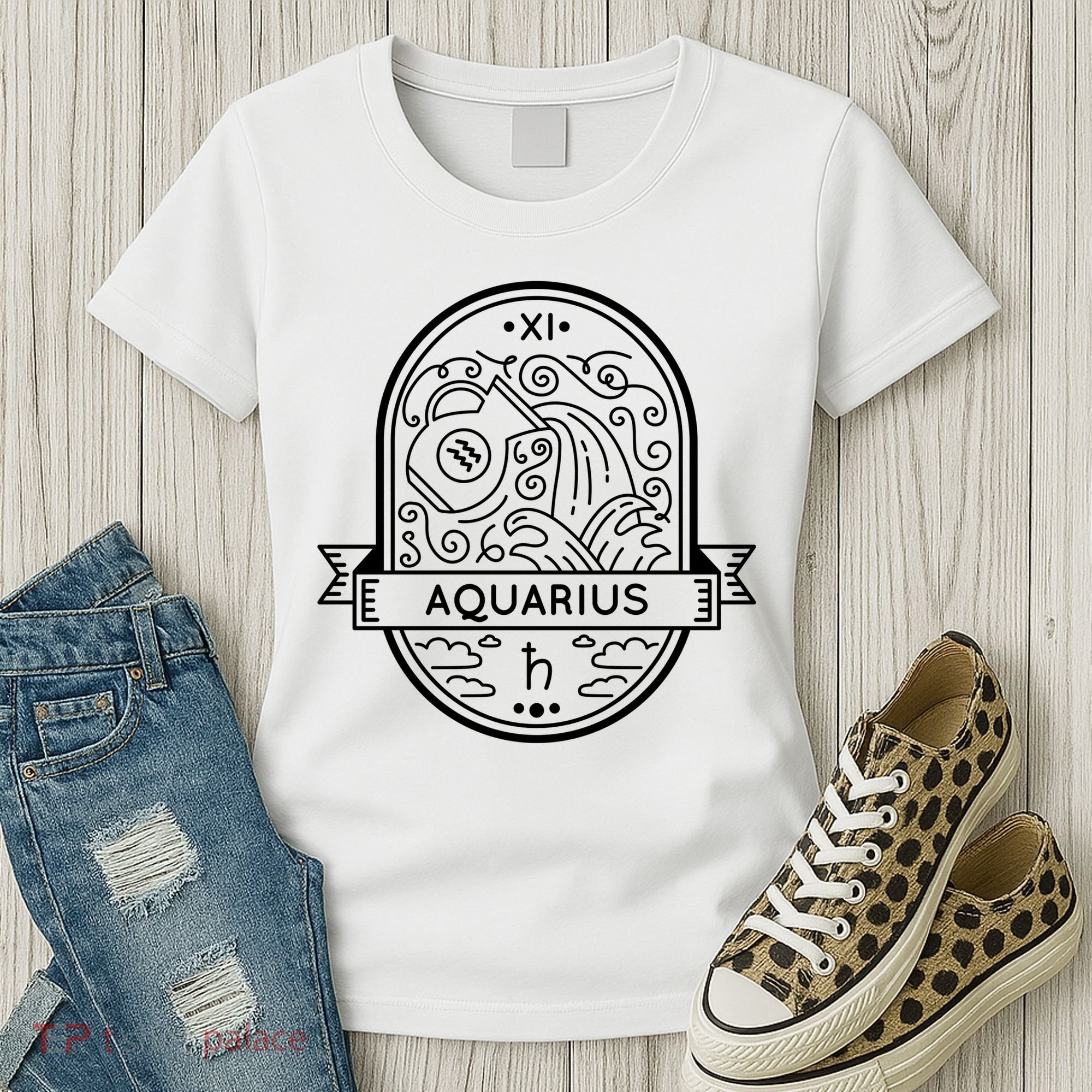 Aquarius Zodiac Symbol Design Women's T-Shirt