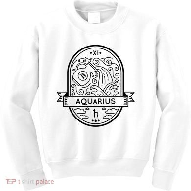 Aquarius Zodiac Symbol Design Kids Sweatshirt