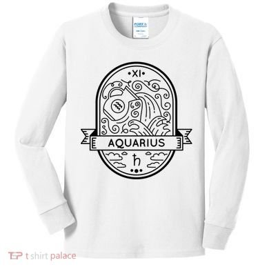 Aquarius Zodiac Symbol Design Kids Long Sleeve Shirt