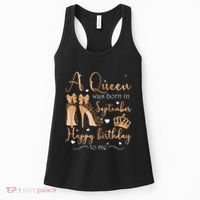 A Queen Was Born In September Happy Birthday To Me High Heel Women's Tank Top thumb 0