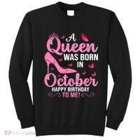 A Queen Was Born In October Happy Birthday To Me Sweatshirt thumb 0