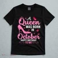 A Queen Was Born In October Happy Birthday To Me T-Shirt thumb 5