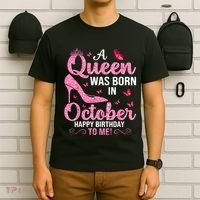 A Queen Was Born In October Happy Birthday To Me T-Shirt thumb 6