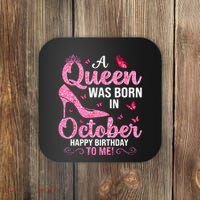 A Queen Was Born In October Happy Birthday To Me Coaster thumb 0