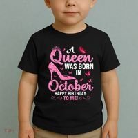 A Queen Was Born In October Happy Birthday To Me Toddler T-Shirt thumb 2
