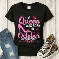 A Queen Was Born In October Happy Birthday To Me Women's T-Shirt thumb 3